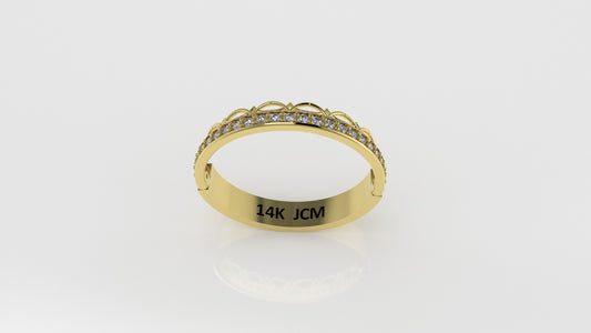 14K Gold Ring with 25 Diamonds, STT: Prongs, Cut Chanel