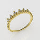 14K Gold Ring with 7 Diamonds, STT: 3-Prongs, Filigree