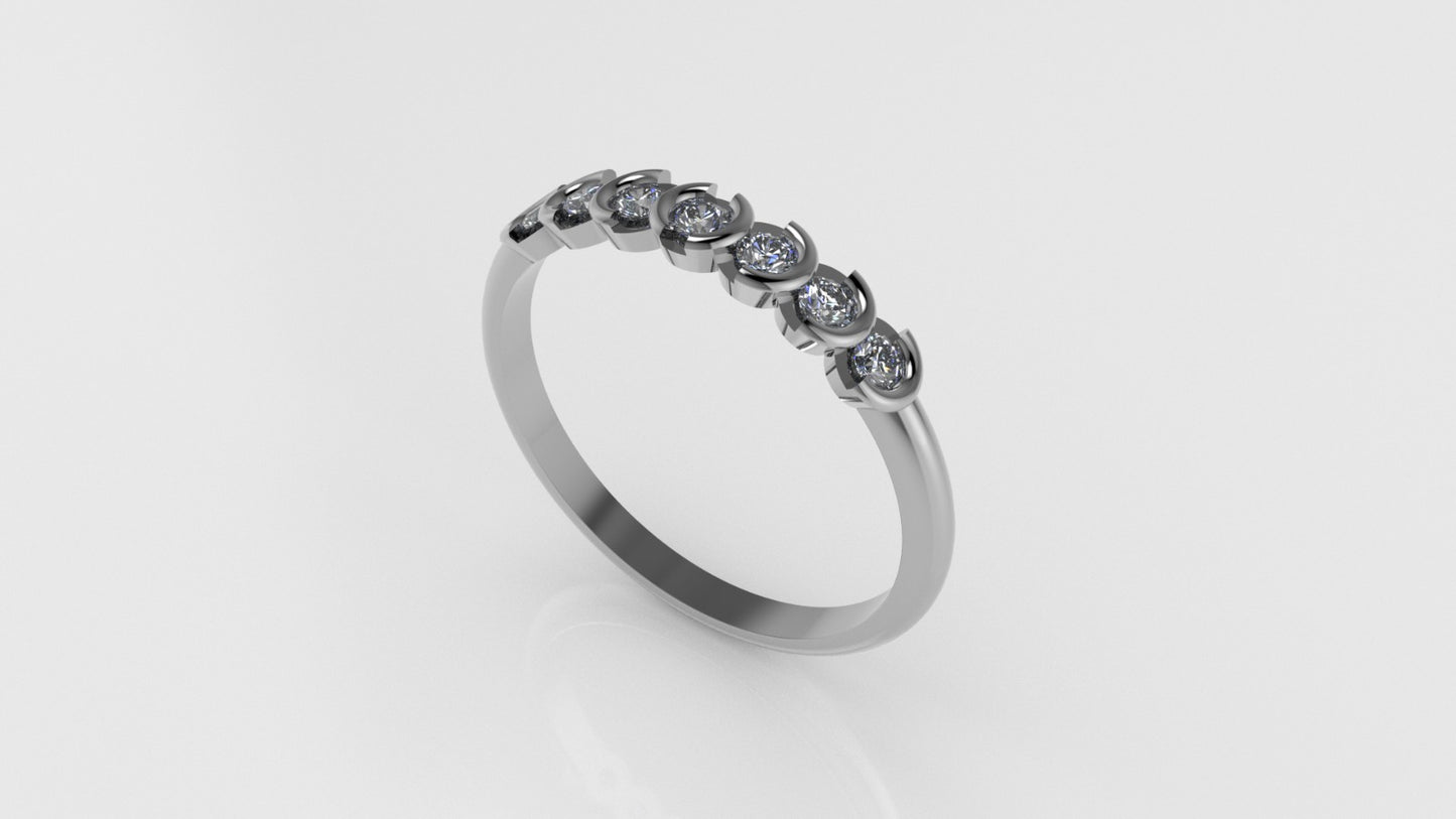 14K Gold Ring with 7 Diamonds, STT: Bezel