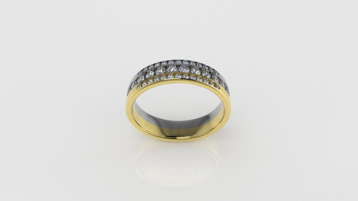 14K Gold Ring with 38 Diamonds, Cut Chanel, For men or women