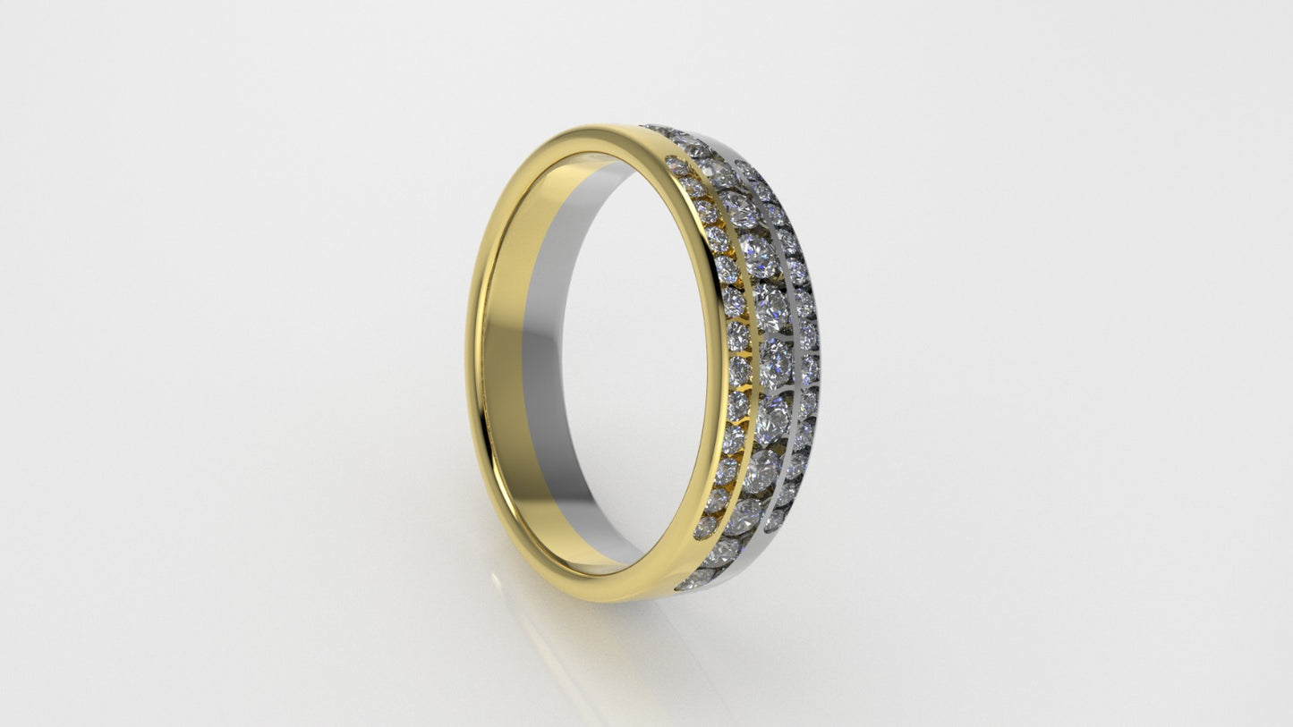 14K Gold Ring with 38 Diamonds, Cut Chanel, For men or women