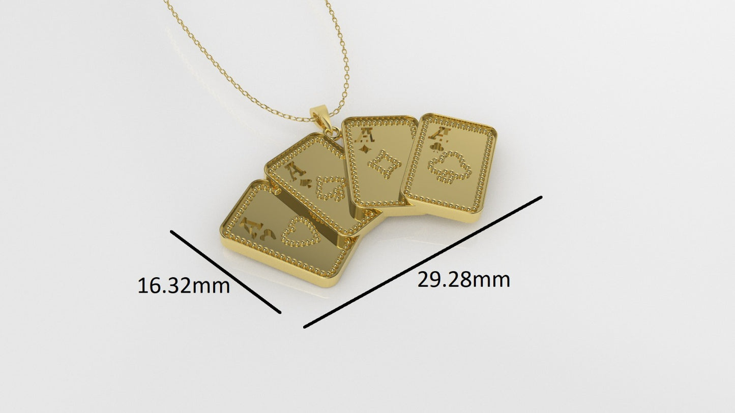 14K Gold Pendant, Only Pendant, Playing Card Style