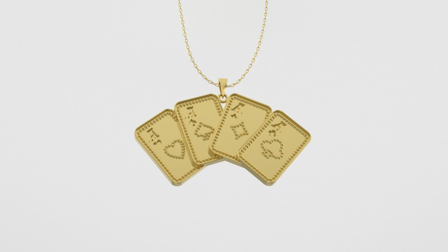 14K Gold Pendant, Only Pendant, Playing Card Style