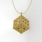 14K Gold Pendant with 21 Color Stone, Filigree, STT: Bezel, Only Pendant, Cube Style