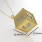 14K Customizable Initial Gold Pendant, Filigree, Only Pendant, Cube Style