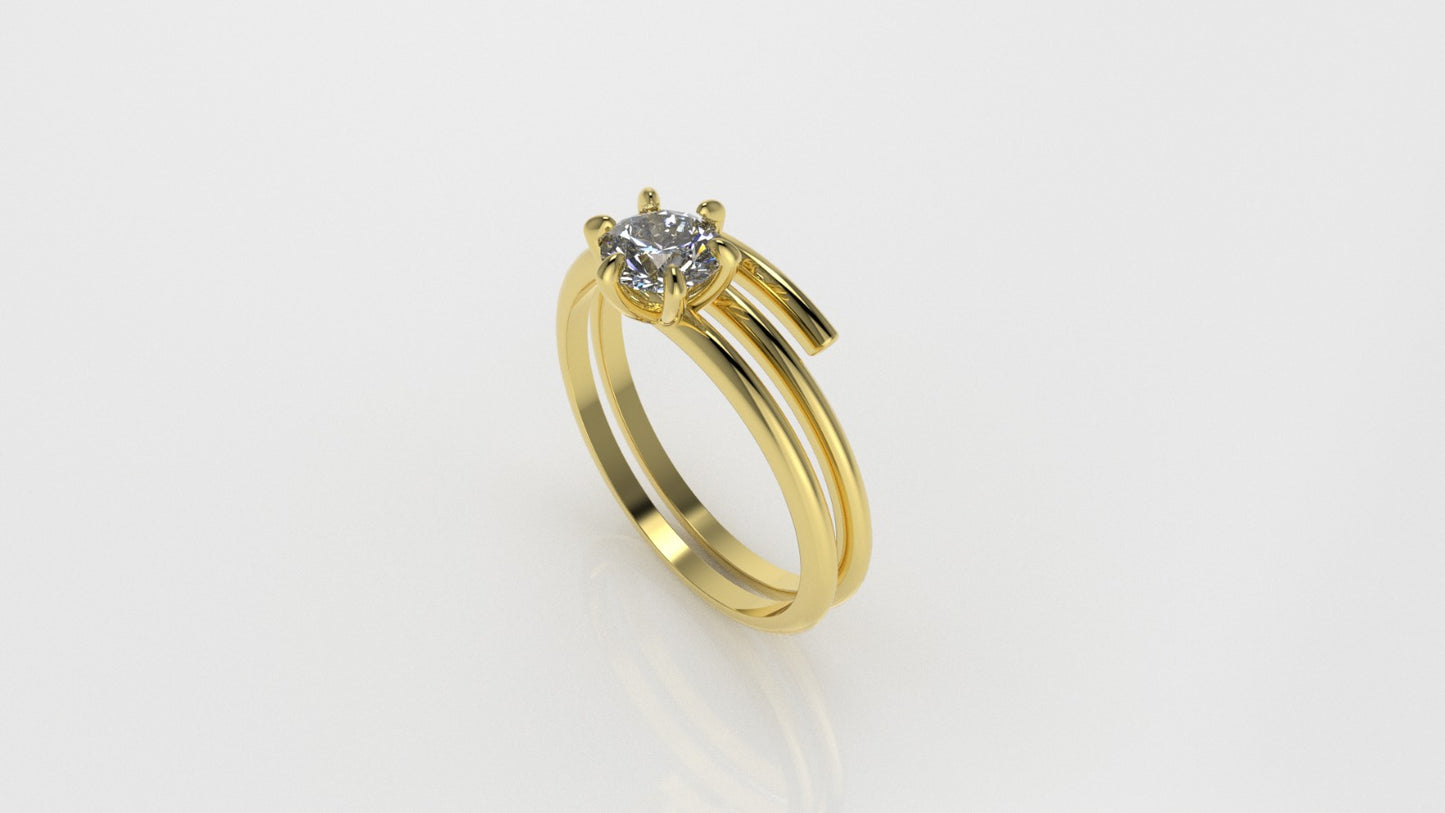 14K Gold Ring with 1 DIAMOND, "6-Prong"