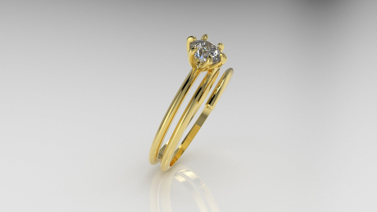 14K Gold Ring with 1 DIAMOND, "6-Prong"