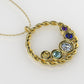 14K Gold Pendant with 5 Color Stones, STT: Bezel, Rope