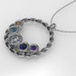 14K Gold Pendant with 5 Color Stones, STT: Bezel, Rope