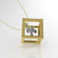 14K Customizable Initial Pendant, Filigree, Only Pendant, Cube Style, with custom letter