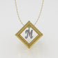 14K Customizable Initial Pendant, Filigree, Only Pendant, Cube Style, with custom letter