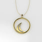 14K Gold Pendant with 9 Diamonds, STT: Prongs, Moon Style, Cut Chanel