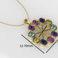 14K Gold Pendant with 10 Color Stones, STT: Bezel, Circle Style