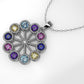 14K Gold Pendant with 10 Color Stones, STT: Bezel, Circle Style