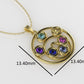 14K Gold Pendant with 6 Color Stones, STT: Bezel