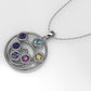 14K Gold Pendant with 6 Color Stones, STT: Bezel