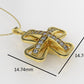 14K Gold Pendant with 18 Diamonds, STT: Prongs, Cut Chanel, Cross Style