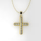 14K Gold Pendant with 15 Diamonds, STT: Cut Split, Cross Style