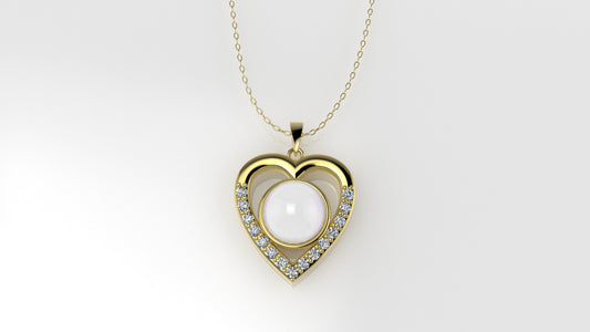 14K Gold Pendant with 16 STONES, STT: Prong, Only Pendant, Heart Style