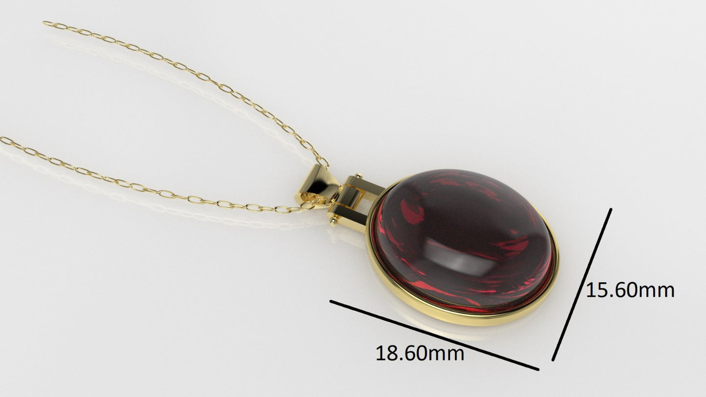 14K Gold Pendant with 1 INDIAN RUBY CABOCHON, STT: Bezel, Only Pendant