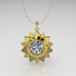 14K Gold Pendant with 1 DIAMOND, STT: Bezel, Only Pendant, Sun Style