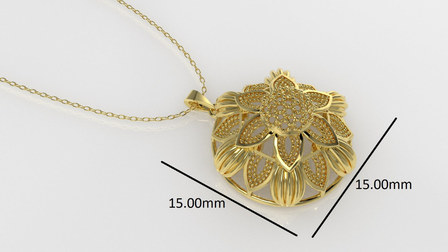 14K Gold Pendant with Filigree, Only Pendant, Flower Style