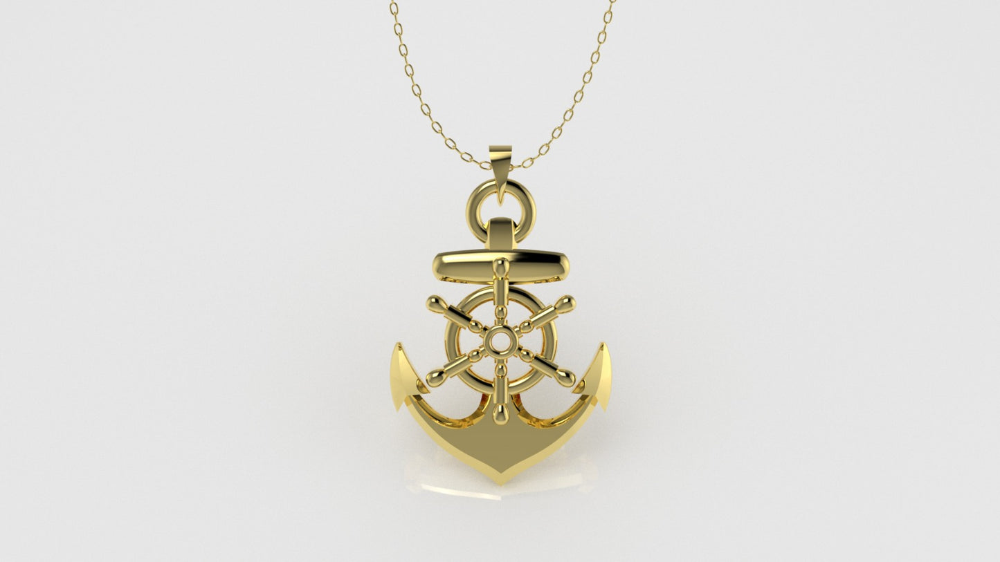 14K Gold Pendant, Only Pendant, Boat Anchor Style on both sides