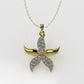 14K Gold Pendant with 24 Diamonds, STT: Prong, Only Pendant, Starfish Style