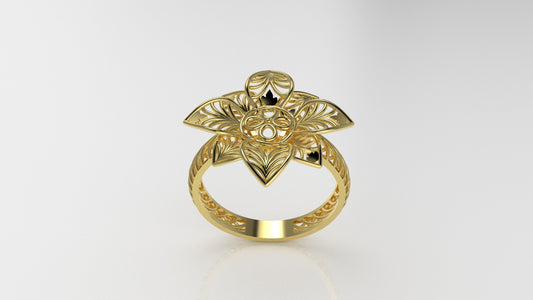 14K Gold Ring, Flower Style