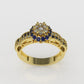 14K Gold Ring with 53 Stones, STT: Prong, Filigree, Cut Chanel