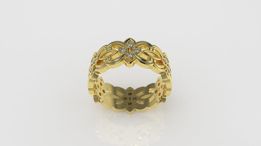 14K Gold Ring with 24 Diamonds, STT: Bezel