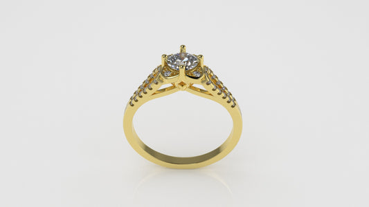 14K Gold Ring with 33 Diamonds, STT: 4-Prong and Cut Chanel