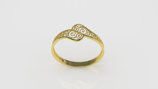 14K Gold Ring with spiral shaped