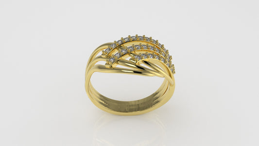 14K Gold Ring with 29 Diamonds, STT: Prong