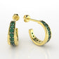 14K Gold Earrings with 26 Emeralds, "STT: Prong", Cut Chanel, Push Back