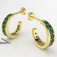 14K Gold Earrings with 26 Emeralds, "STT: Prong", Cut Chanel, Push Back