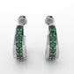 14K Gold Earrings with 26 Emeralds, "STT: Prong", Cut Chanel, Push Back