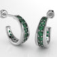 14K Gold Earrings with 26 Emeralds, "STT: Prong", Cut Chanel, Push Back