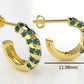 14K Gold Earrings with 48 Emeralds, "STT: Prong", Cut Chanel, Push Back