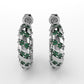 14K Gold Earrings with 48 Emeralds, "STT: Prong", Cut Chanel, Push Back