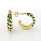 14K Gold Earrings with 48 Emeralds, "STT: Prong", Cut Chanel, Push Back