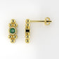 14K Gold Earrings with 2 Emeralds, "STT: Bezel", Push Back