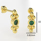 14K Gold Earrings with 2 Emeralds, "STT: Bezel", Push Back