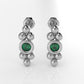 14K Gold Earrings with 2 Emeralds, "STT: Bezel", Push Back