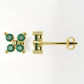 14K Gold Earrings with 8 Emeralds, "STT: 2-Prong", Push Back