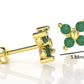 14K Gold Earrings with 8 Emeralds, "STT: 2-Prong", Push Back