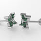 14K Gold Earrings with 8 Emeralds, "STT: 2-Prong", Push Back