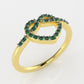 14K Gold Ring with 28 Emeralds, STT: Prong, Heart Style