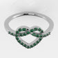 14K Gold Ring with 28 Emeralds, STT: Prong, Heart Style