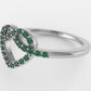 14K Gold Ring with 28 Emeralds, STT: Prong, Heart Style